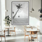 Black White Palm Tree Wall Art | Framed Ocean View Canvas