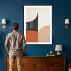 Geometric Abstract Wall Art Canvas Print, Orange Blue
