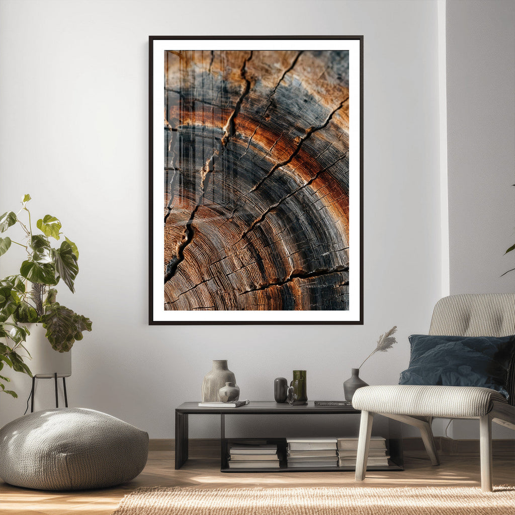 Abstract Tree Rings Wall Art Canvas Print, Wood Grain Rings Artwork