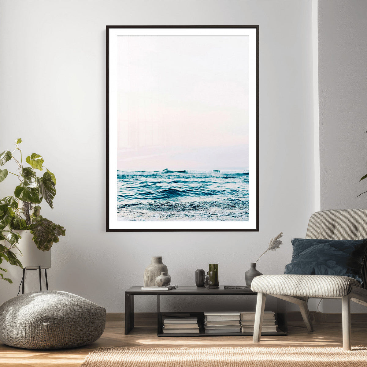 Ocean Wave Wall Art Canvas Print, Minimal Seascape