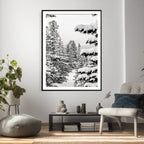 Winter Pine Forest Wall Art Canvas Print, Minimal Winter Landscape
