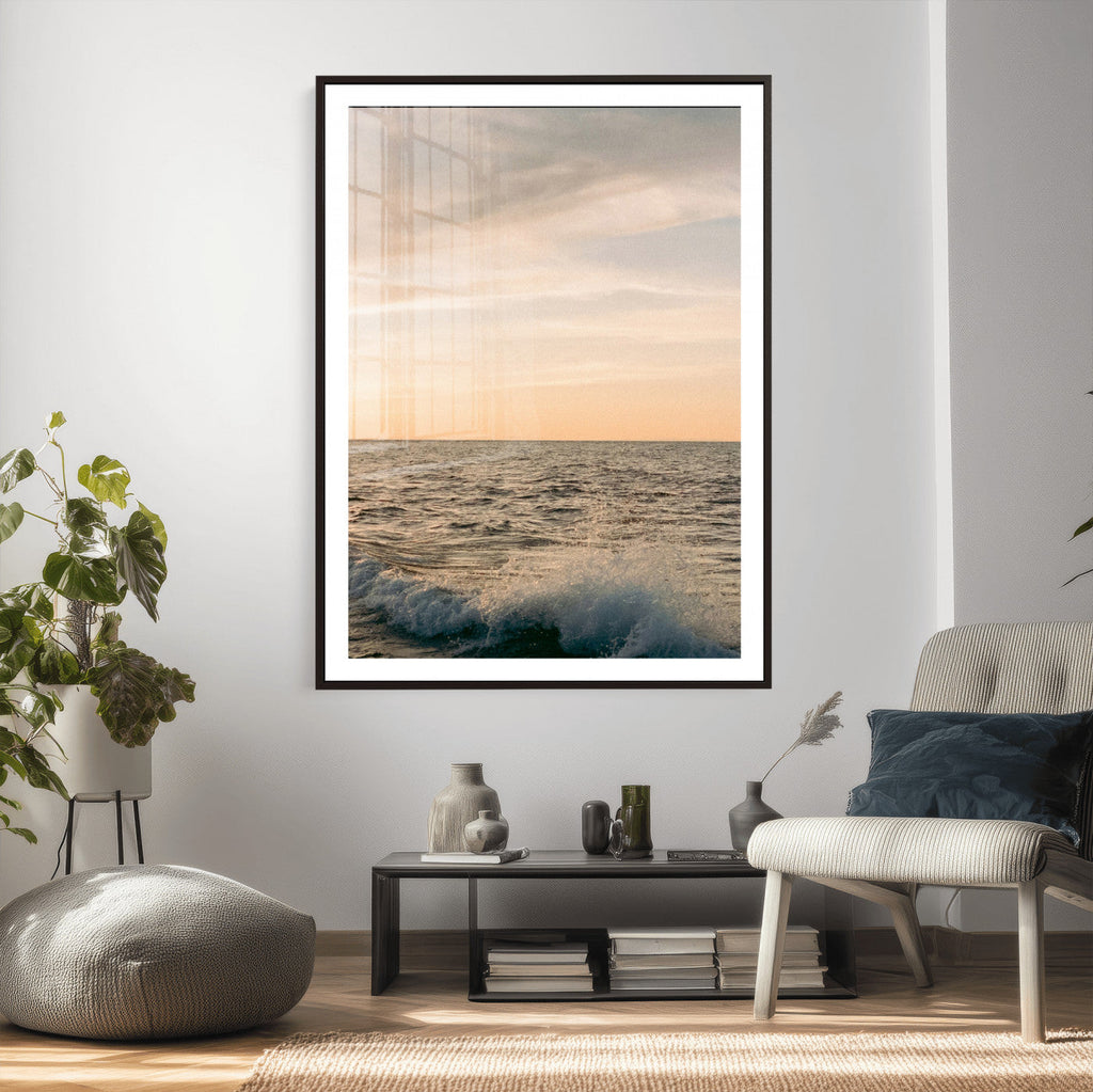 Ocean Wave Wall Art Canvas Print, Calm Coastal Nature Decor