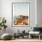 Rocky Coastline Wall Art Canvas Print, Minimal Coastal Landscape
