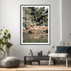 Flamingo Wall Art Canvas Print, Tropical Wildlife Scene