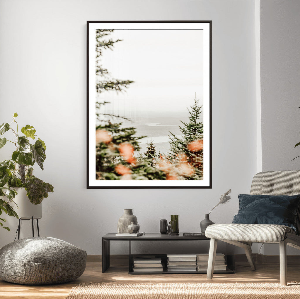Fall Forest Wall Art Canvas Print | Soft Evergreen Woodland