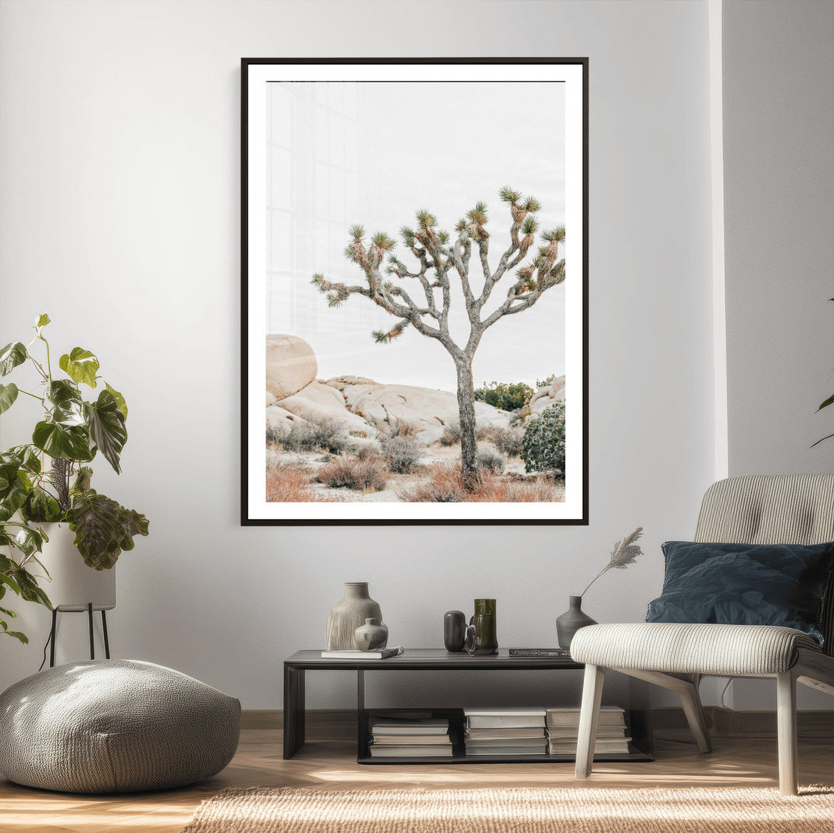 Joshua Tree Desert Wall Art Canvas Print, Minimal Southwest Landscape