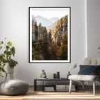 Autumn Forest Mountain Wall Art Canvas Print, Nature Landscape