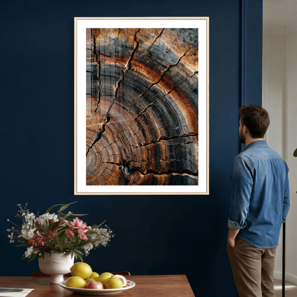 Abstract Tree Rings Wall Art Canvas Print, Wood Grain Rings Artwork