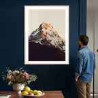 Golden Peak Mountain Wall Art Canvas Print, Minimal Alpine Landscape