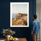 Rocky Coastline Wall Art Canvas Print, Minimal Coastal Landscape