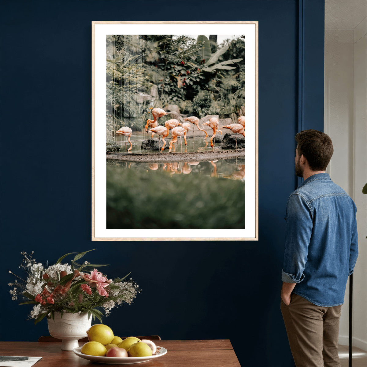 Flamingo Wall Art Canvas Print, Tropical Wildlife Scene