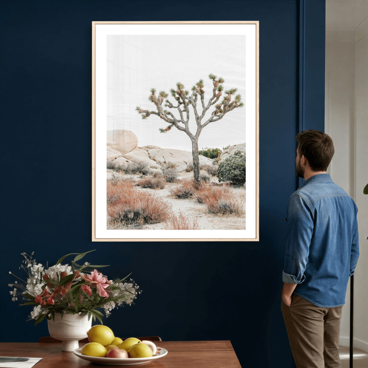 Joshua Tree Desert Wall Art Canvas Print, Minimal Southwest Landscape