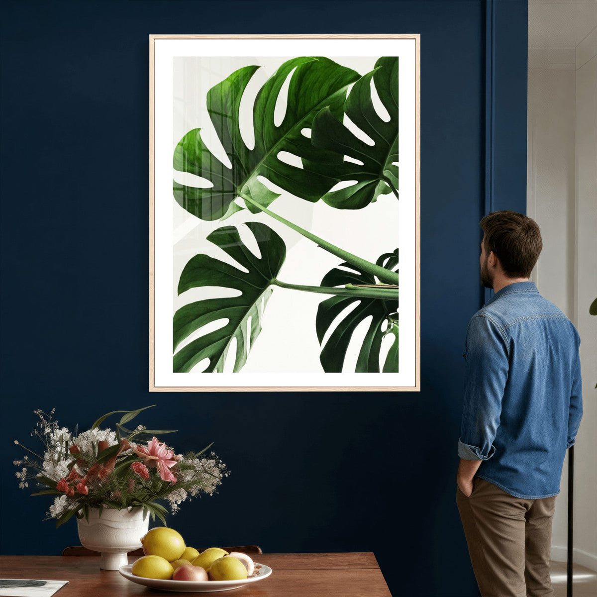 Abstract Teal Blue Wall Art Canvas Print, Modern Abstract Color Block