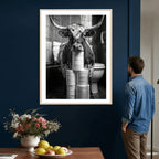 Texas Longhorn Cow Toilet Paper Canvas Wall Art, Funny Bathroom Decor