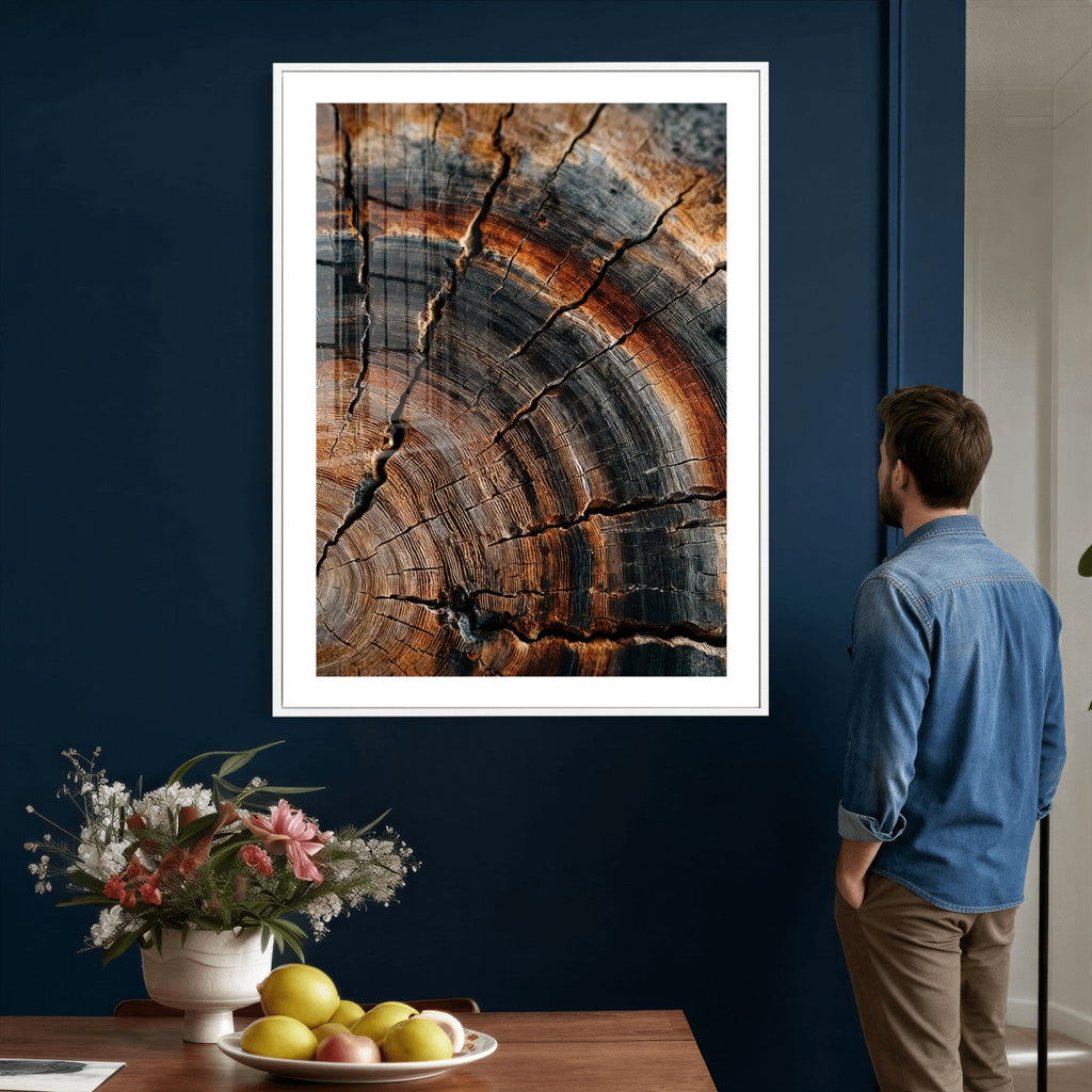Abstract Tree Rings Wall Art Canvas Print, Wood Grain Rings Artwork
