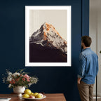 Golden Peak Mountain Wall Art Canvas Print, Minimal Alpine Landscape