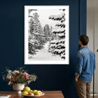 Winter Pine Forest Wall Art Canvas Print, Minimal Winter Landscape