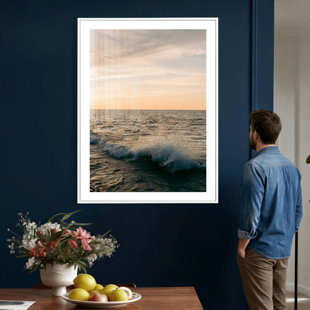 Ocean Wave Wall Art Canvas Print, Calm Coastal Nature Decor