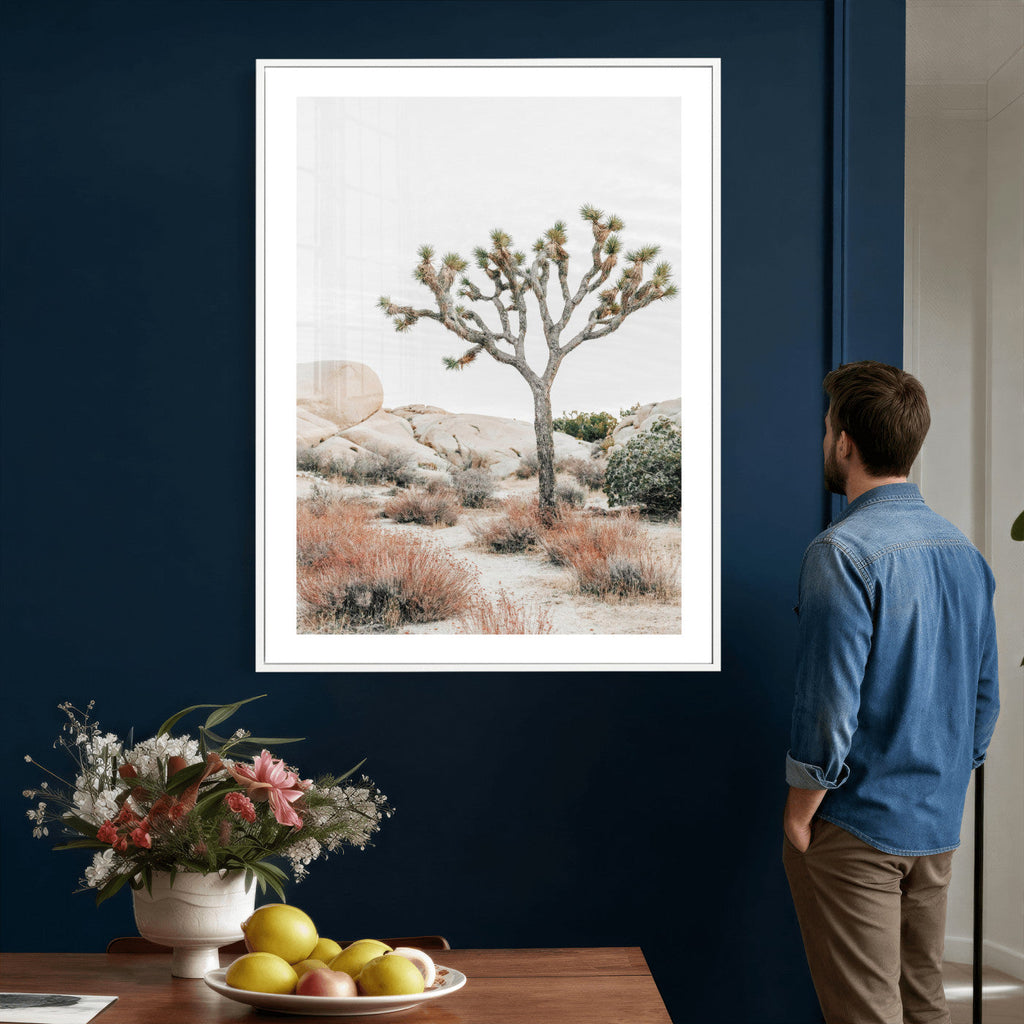 Joshua Tree Desert Wall Art Canvas Print, Minimal Southwest Landscape