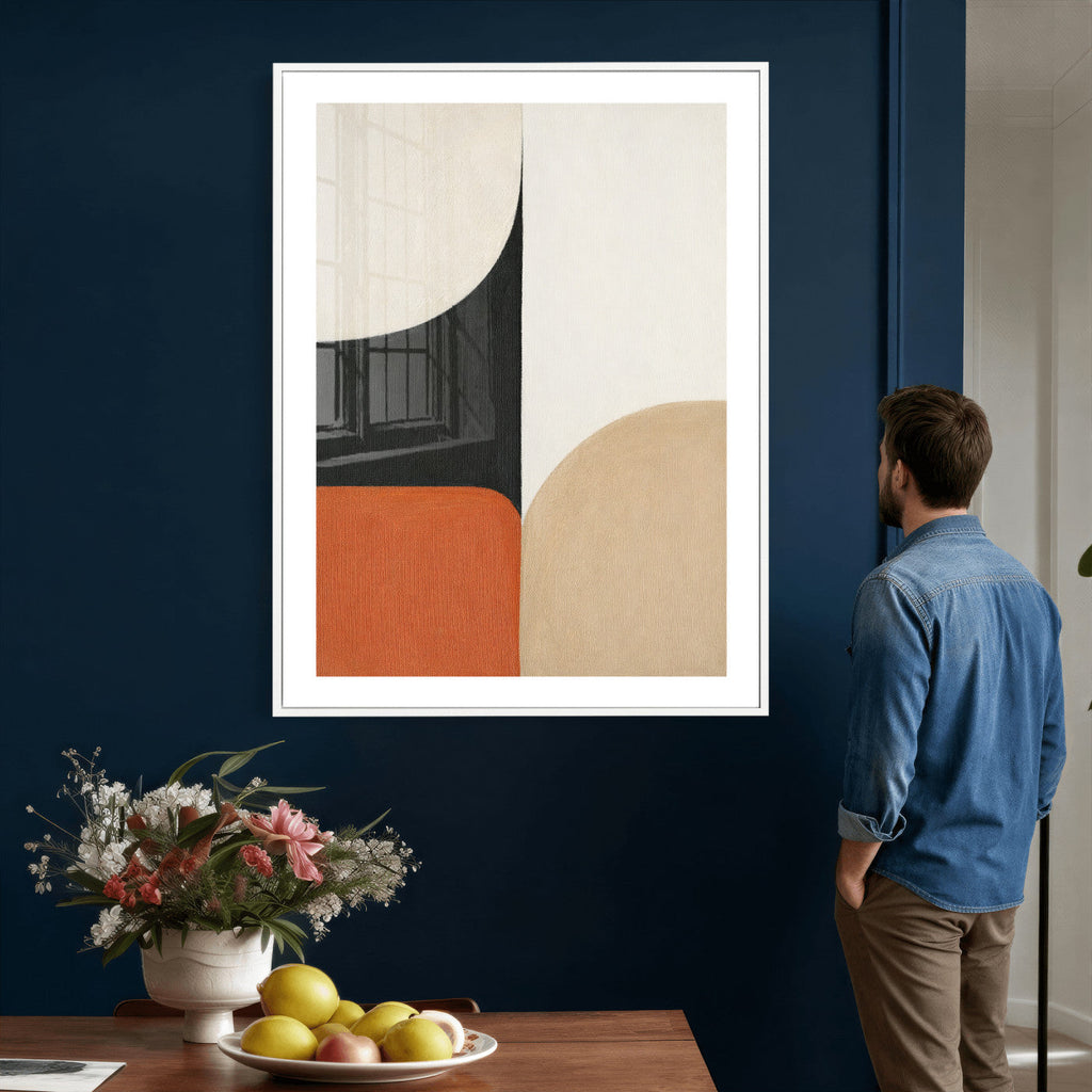 Geometric Abstract Wall Art Canvas Print, Orange Blue