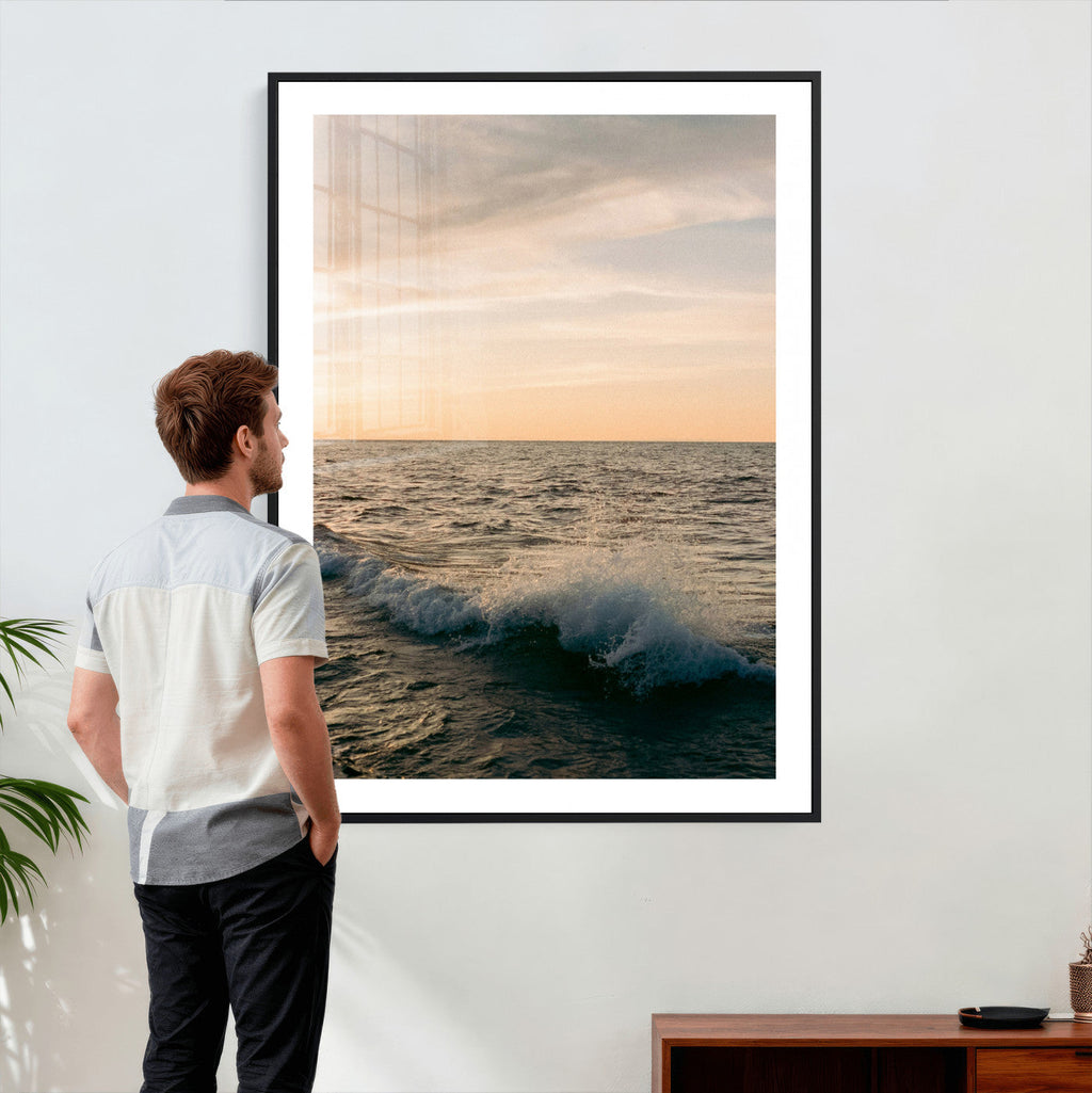 Ocean Wave Wall Art Canvas Print, Calm Coastal Nature Decor