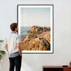 Rocky Coastline Wall Art Canvas Print, Minimal Coastal Landscape