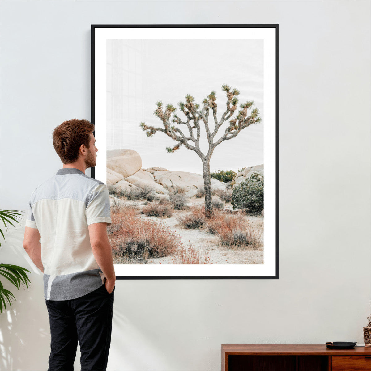 Joshua Tree Desert Wall Art Canvas Print, Minimal Southwest Landscape