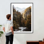 Autumn Forest Mountain Wall Art Canvas Print, Nature Landscape