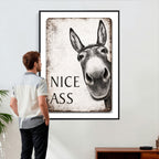Funny Donkey Bathroom Wall Art Canvas Print, Nice Ass Farm Animal Sign