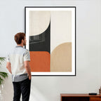Geometric Abstract Wall Art Canvas Print, Orange Blue