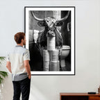 Texas Longhorn Cow Toilet Paper Canvas Wall Art, Funny Bathroom Decor