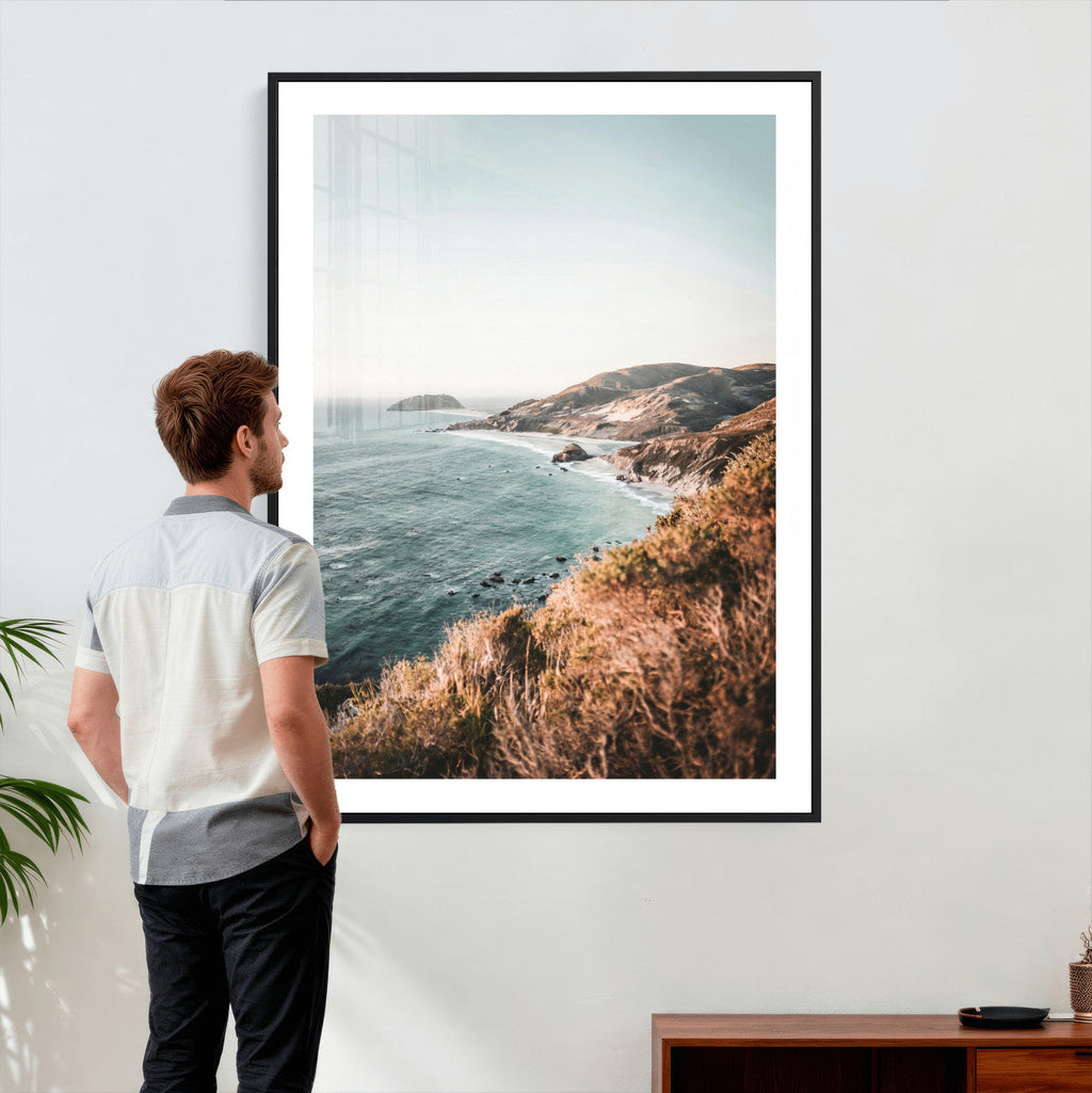 Coastal Cliffs Canvas Wall Art, Ocean Shoreline Photography