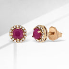 .77ct Ruby Diamond Stud Earrings 10KT Rose Gold