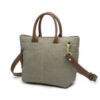 Dot Tote | Fatigue Washed Canvas + Brown Leather