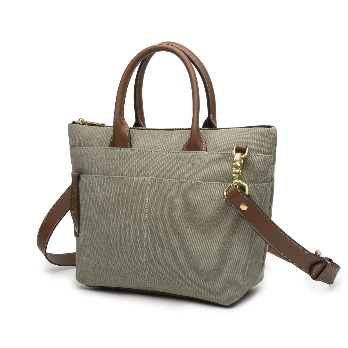 Dot Tote | Fatigue Washed Canvas + Brown Leather