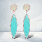14K Rose Gold Plated 17.14 Carat Genuine Amazonite, Prehnite And White Topaz .925 Sterling Silver Earrings