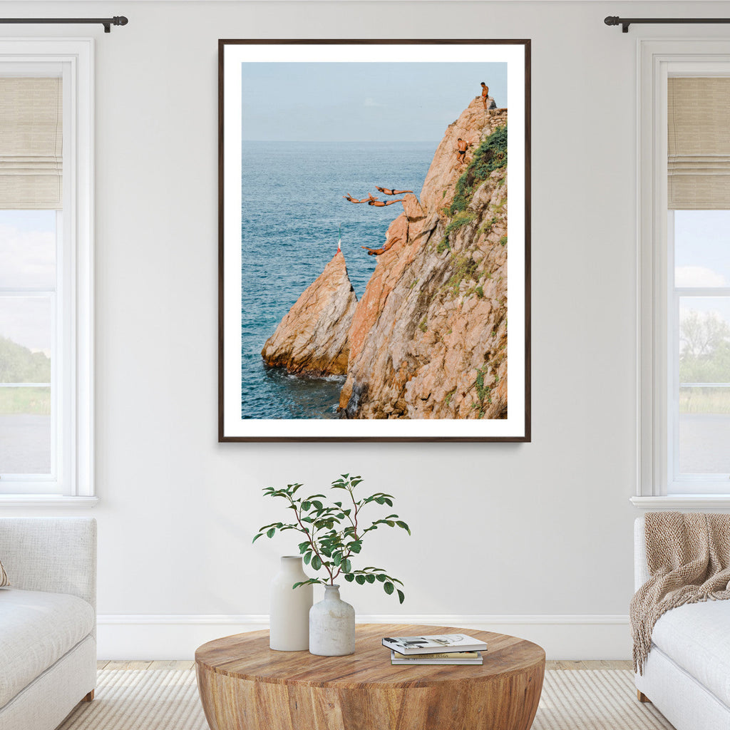 Cliff Divers Wall Art Canvas Print | Oceanfront Cliffs and Waves