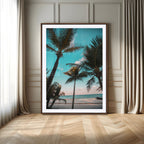 Palm Trees Wall Art Canvas Print, Framed Tropical Beach Art, Ocean Breeze Tropical Coastal Decor