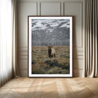 Wild Elk Wall Art Canvas Print, Framed Mountain Wilderness Majestic Animal Artwork