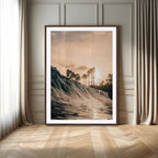 Sunset Wave Ocean Wall Art | Framed Palm Tree Canvas