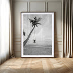 Black White Palm Tree Wall Art | Framed Ocean View Canvas