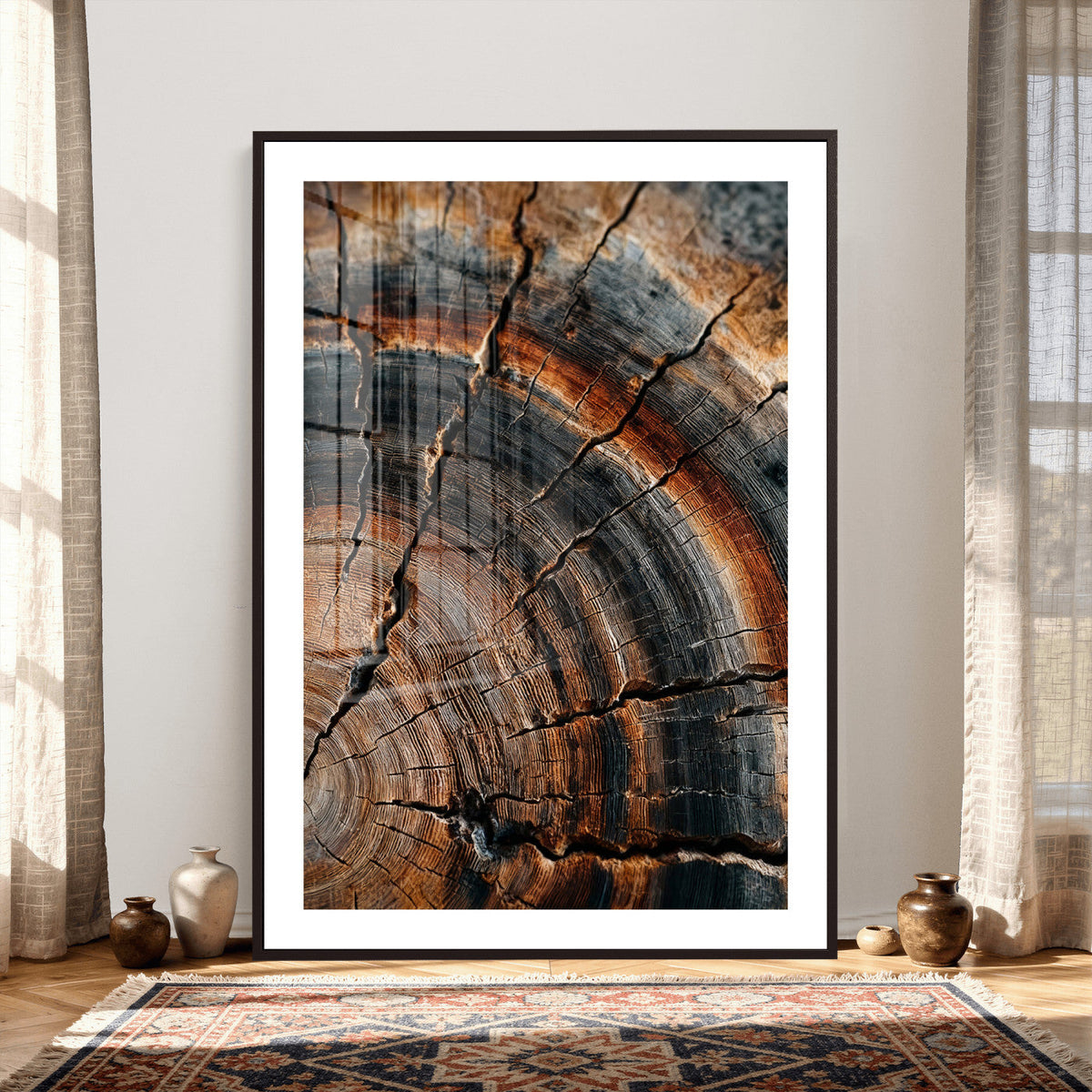 Abstract Tree Rings Wall Art Canvas Print, Wood Grain Rings Artwork