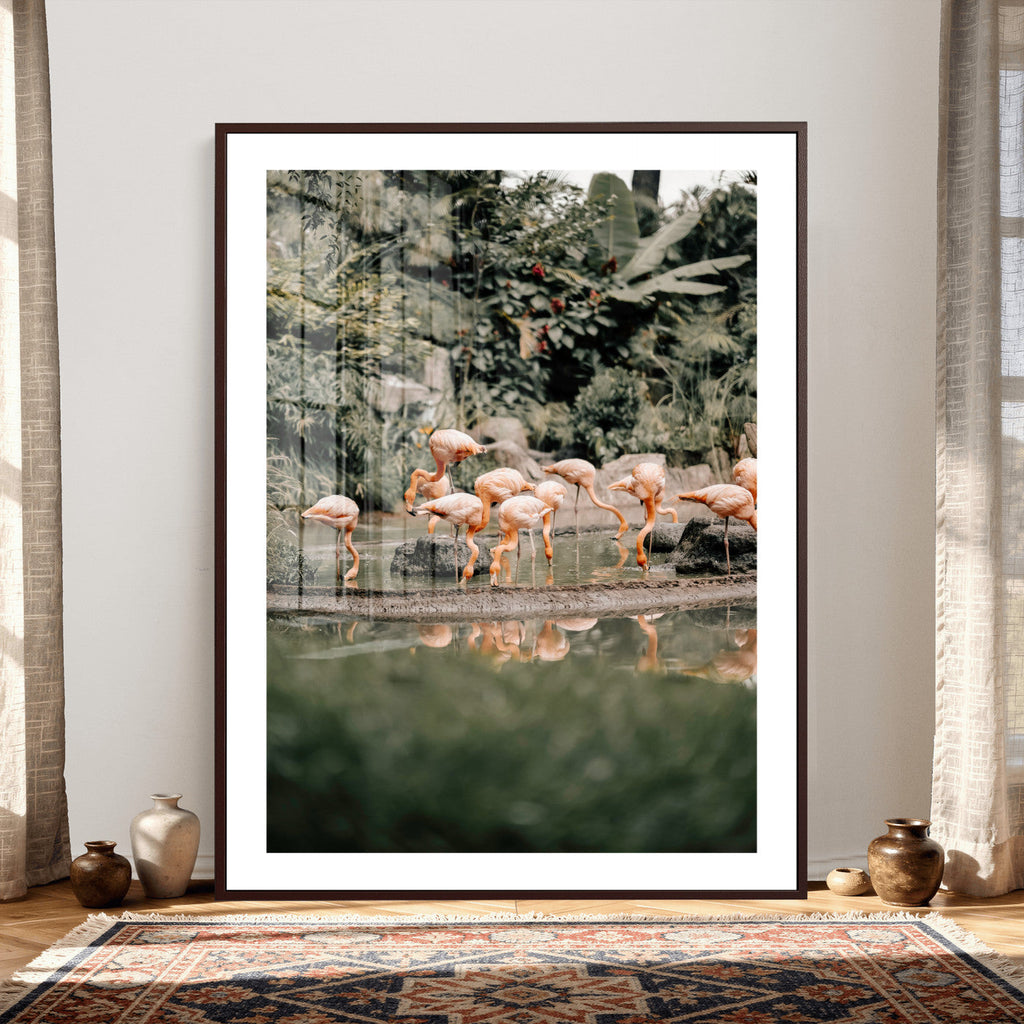 Flamingo Wall Art Canvas Print, Tropical Wildlife Scene