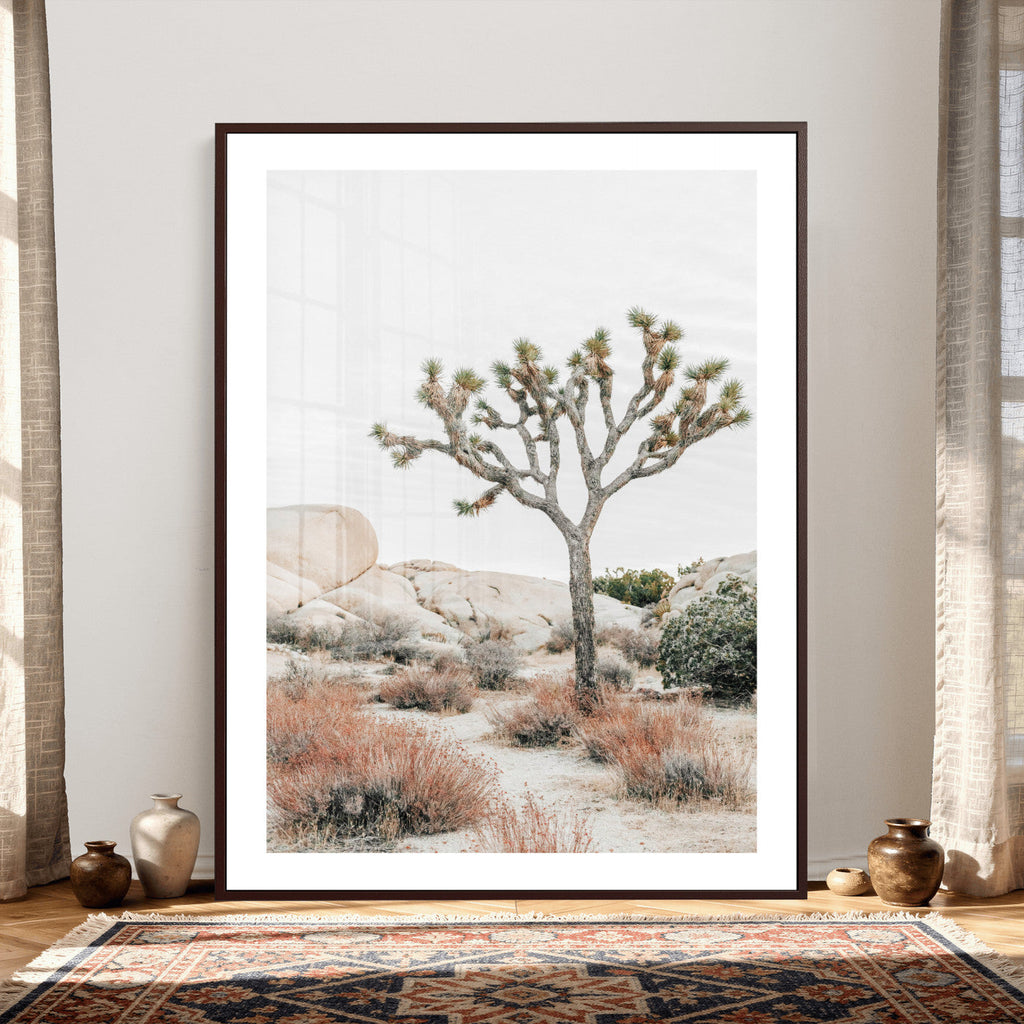 Joshua Tree Desert Wall Art Canvas Print, Minimal Southwest Landscape
