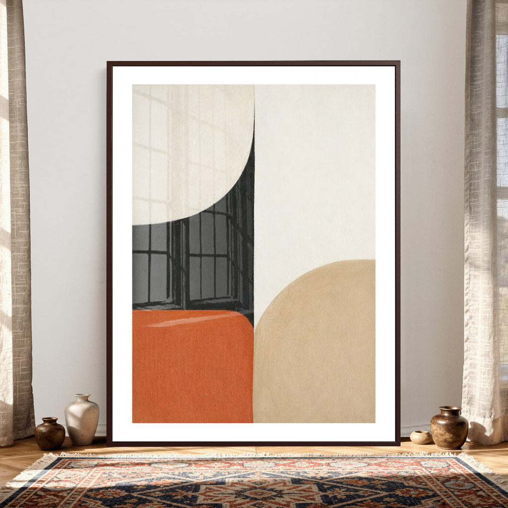 Geometric Abstract Wall Art Canvas Print, Orange Blue