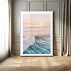Pastel Ocean Wall Art, Serene Sea Waves, Tranquil Coastal Landscape Canvas Print