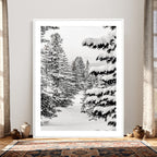 Winter Pine Forest Wall Art Canvas Print, Minimal Winter Landscape