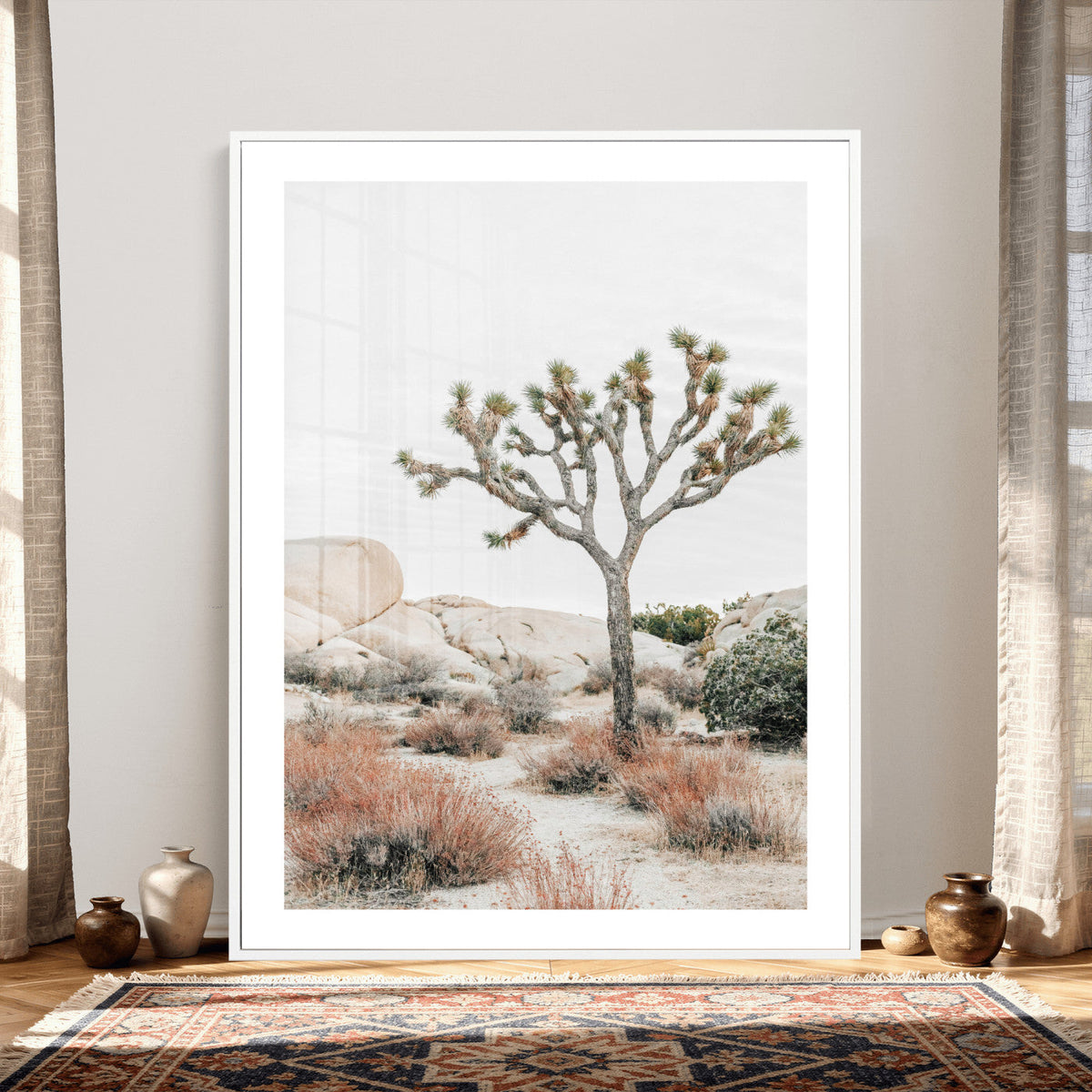 Joshua Tree Desert Wall Art Canvas Print, Minimal Southwest Landscape