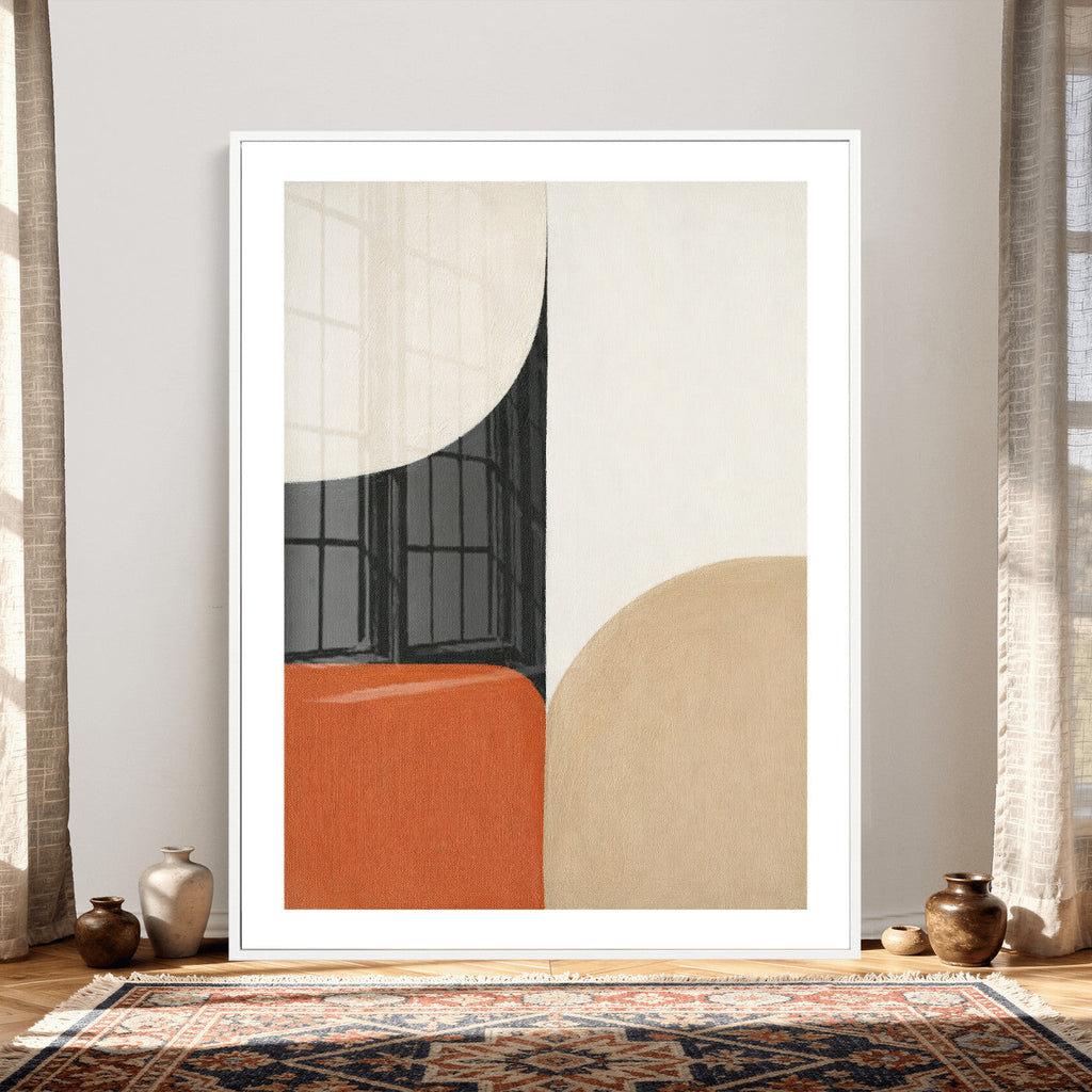 Geometric Abstract Wall Art Canvas Print, Orange Blue