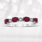 1.08ct Ruby Diamond Fashion band rings 14KT White Gold